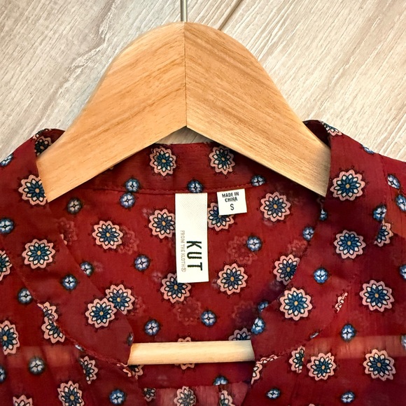 Kut from the Kloth Burgundy Floral Blouse - Picture 4 of 4